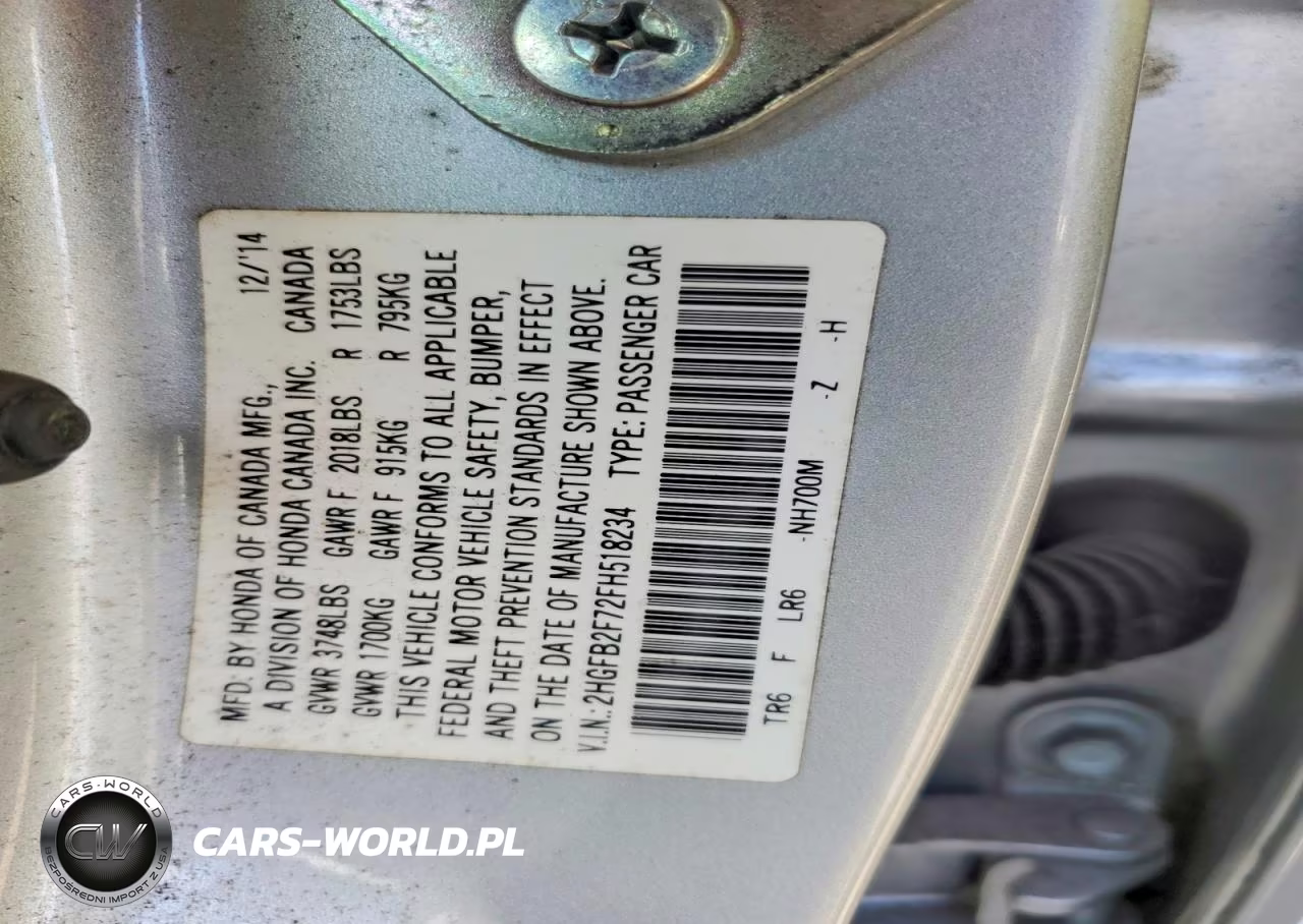 2015 Honda Civic Se VIN:2HGFB2F72FH518234 - 12