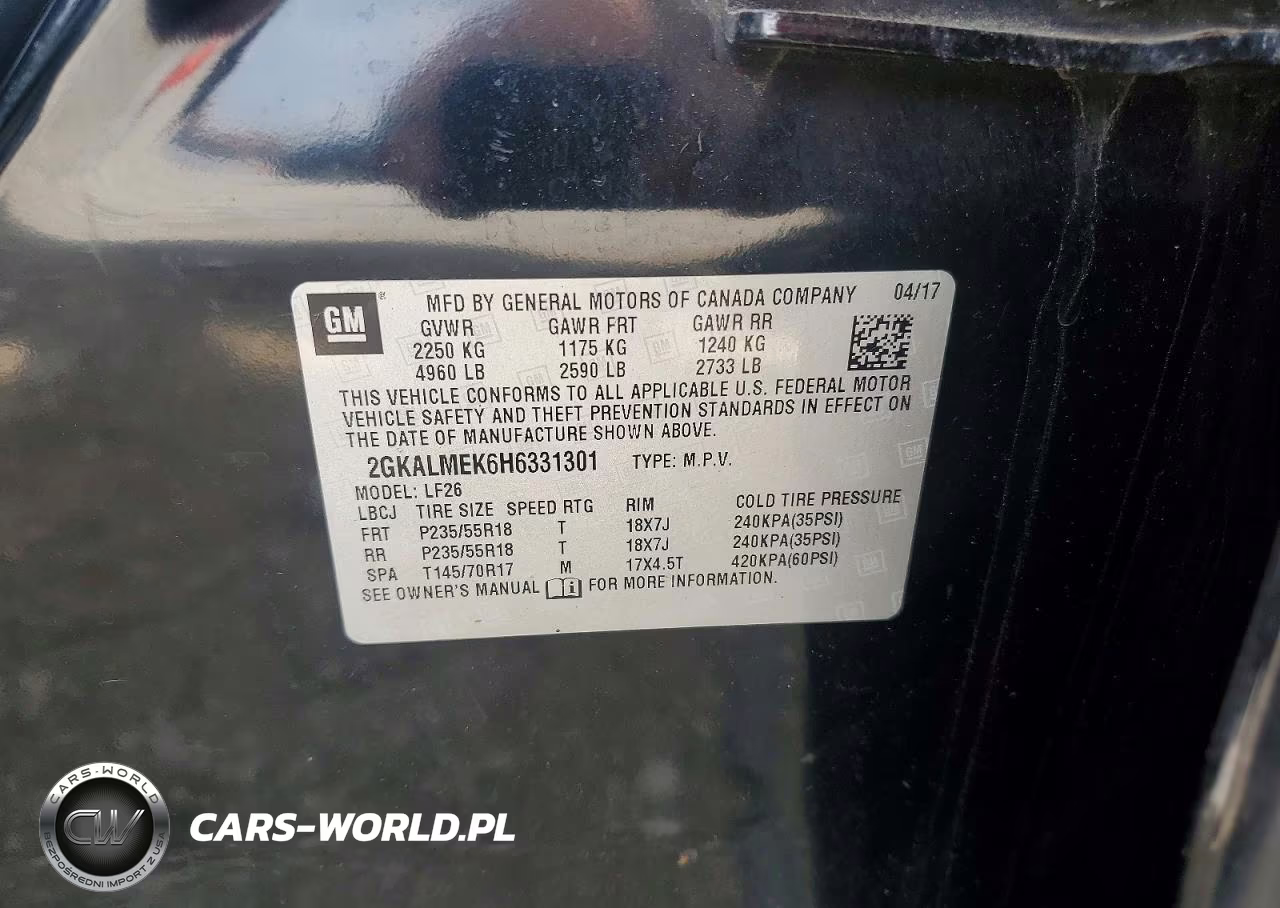 2017 GMC Terrain Sle VIN:2GKALMEK6H6331301 - 13