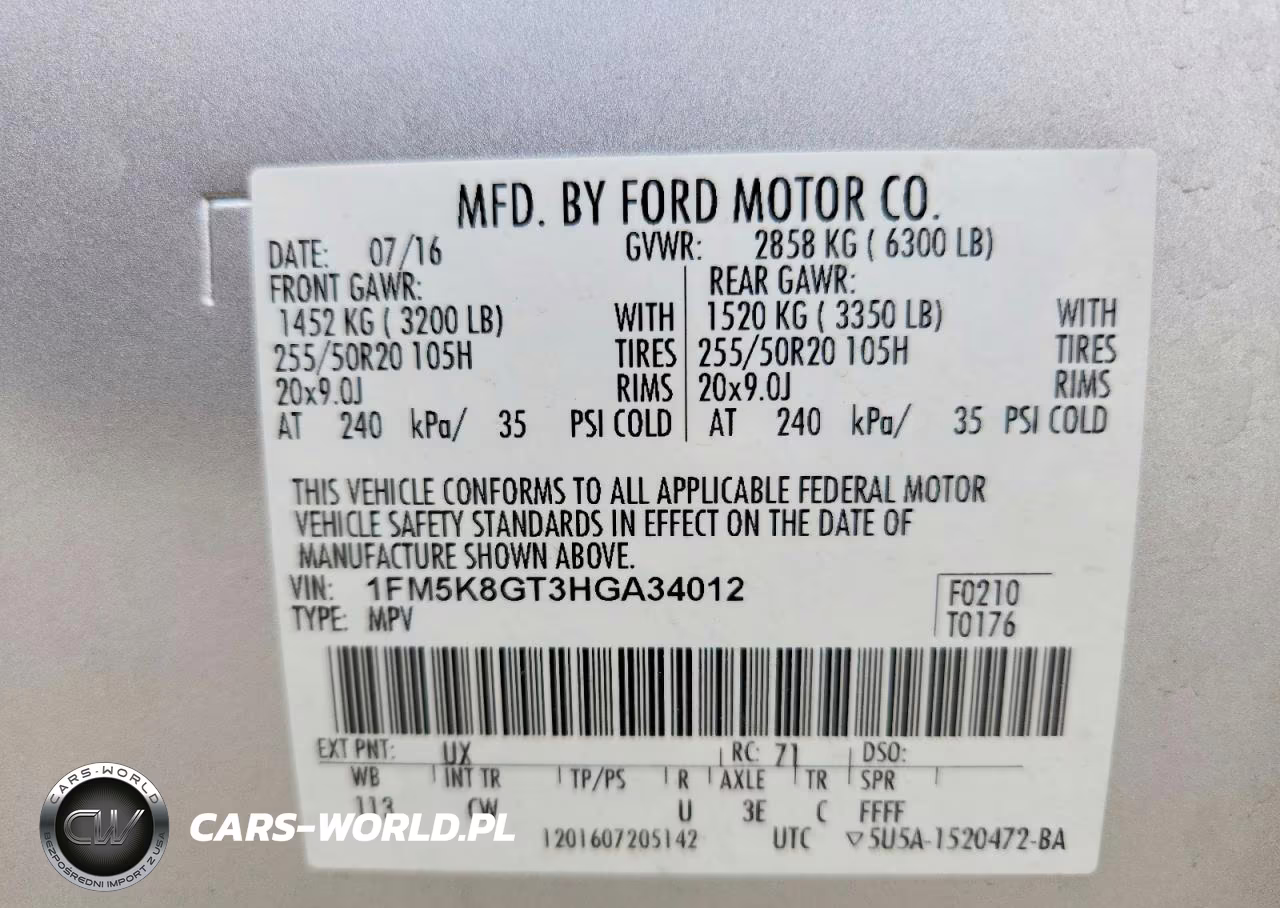2017 Ford Explorer Sport VIN:1FM5K8GT3HGA34012 - 14