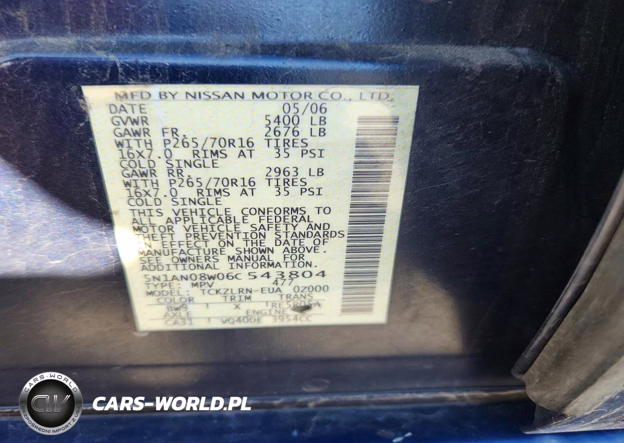 2006 Nissan Xterra X VIN:5N1AN08W06C543804 - 12