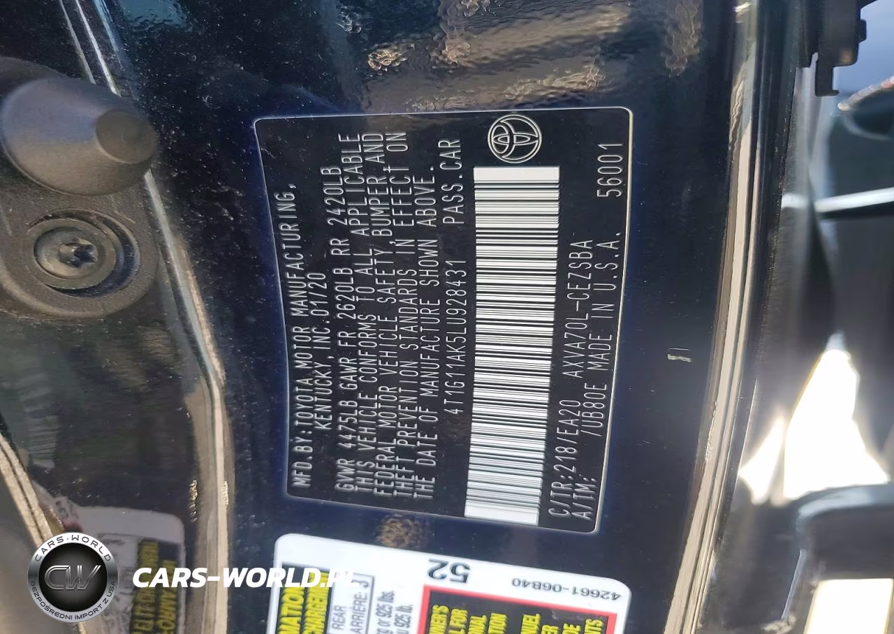 2020 Toyota Camry Se VIN:4T1G11AK5LU928431 - 12