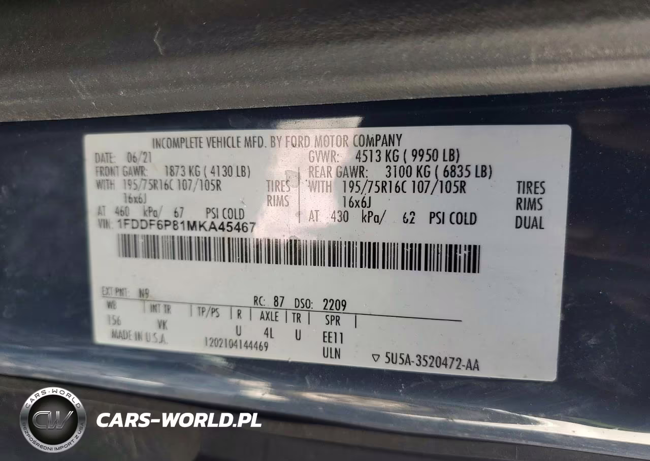 2021 Ford Transit T-350 Hd VIN:1FDDF6P81MKA45467 - 13