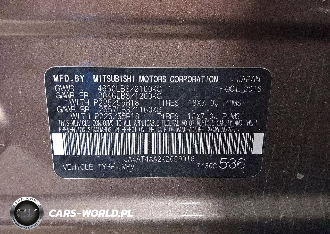 2019 Mitsubishi Eclipse Cross Le VIN:JA4AT4AA2KZ020916 - 12
