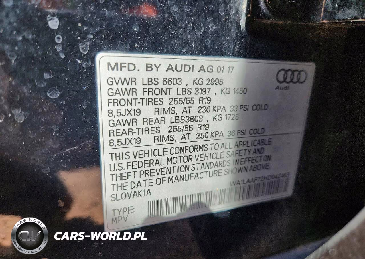 2017 Audi Q7 Premium Plus VIN:WA1LAAF72HD042463 - 12