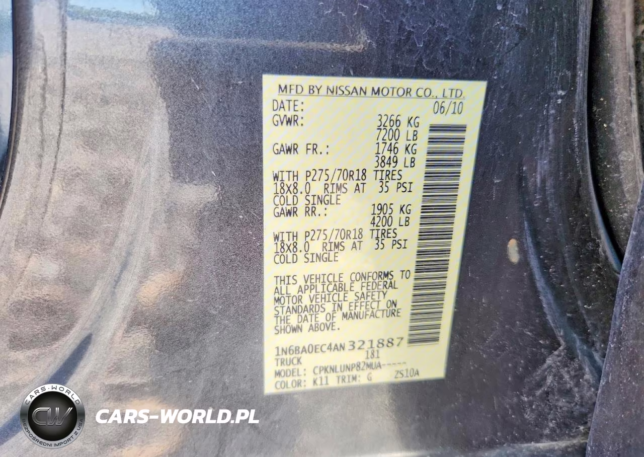 2010 Nissan Titan Se VIN:1N6BA0EC4AN321887 - 12