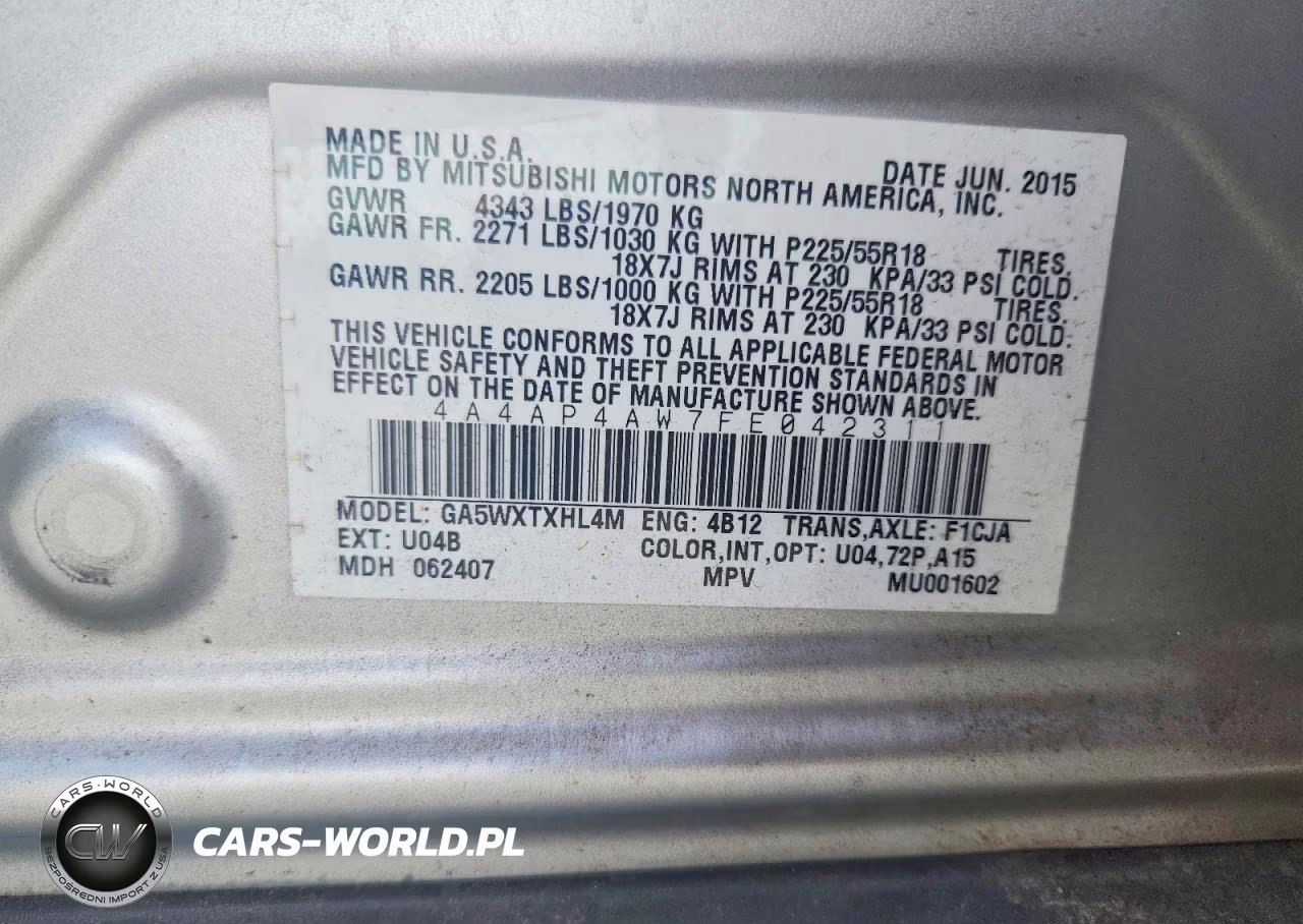 2015 Mitsubishi Outlander Sport Se VIN:4A4AP4AW7FE042311 - 12