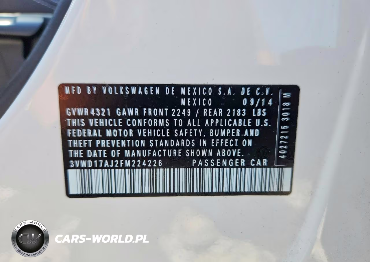 2015 Volkswagen Jetta Se VIN:3VWD17AJ2FM224226 - 12