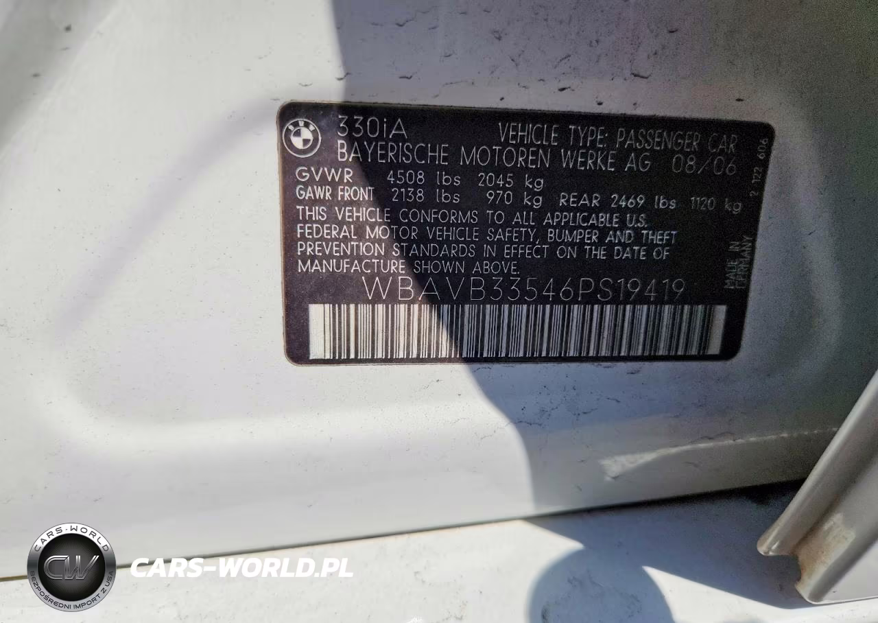 2006 BMW 330 I VIN:WBAVB33546PS19419 - 12