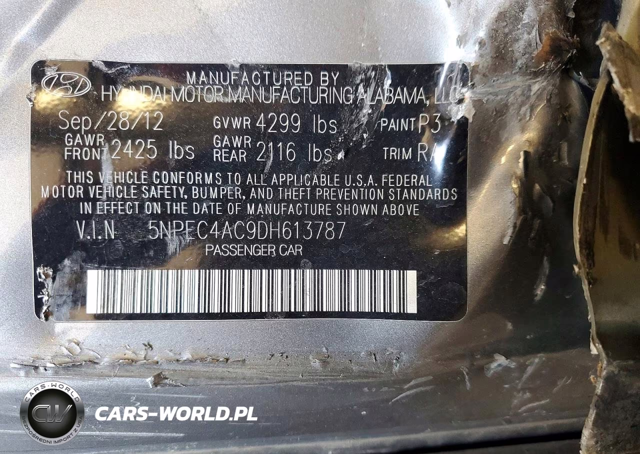 2013 Hyundai Sonata Limited VIN:5NPEC4AC9DH613787 - 13
