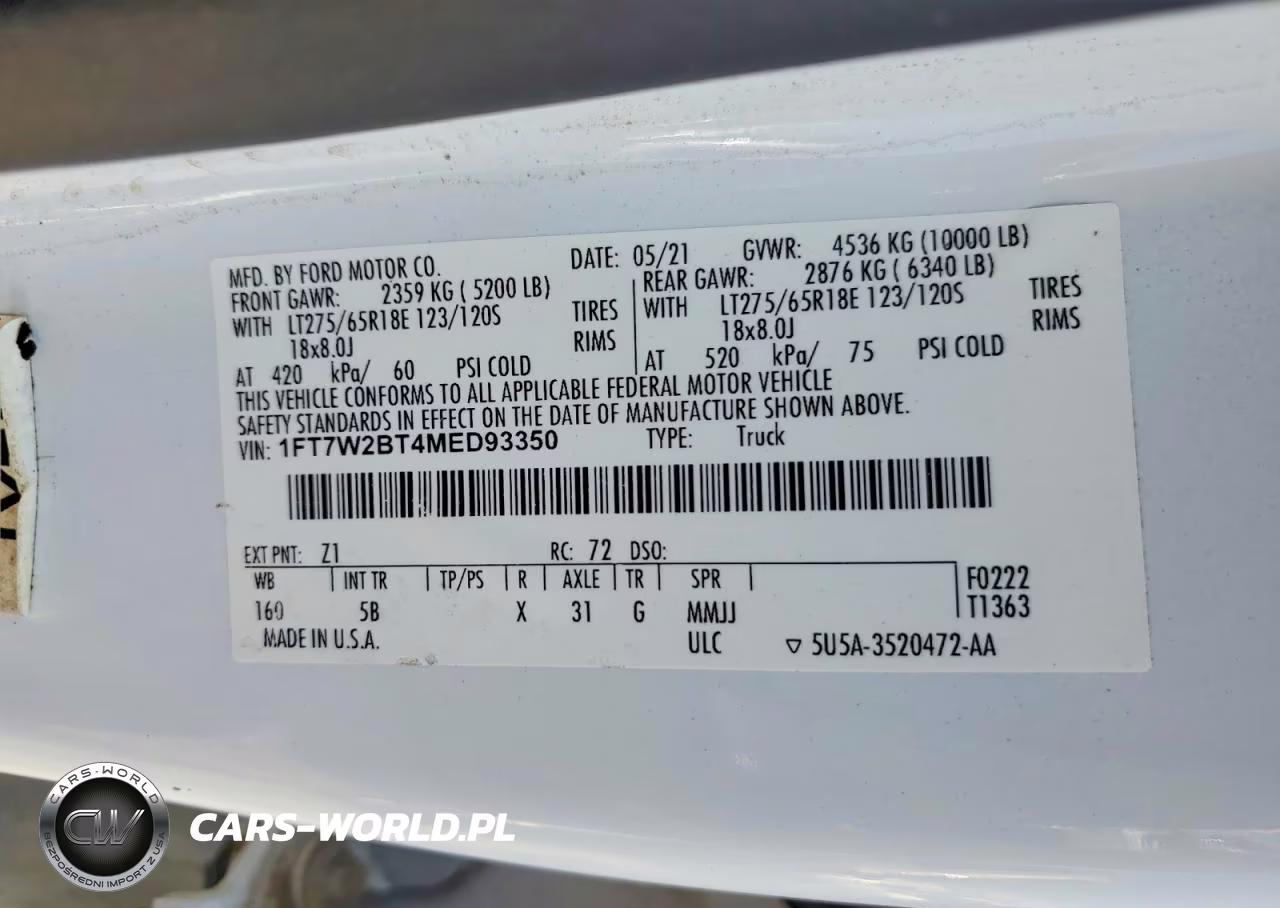 2021 Ford F250 Super Duty VIN:1FT7W2BT4MED93350 - 13