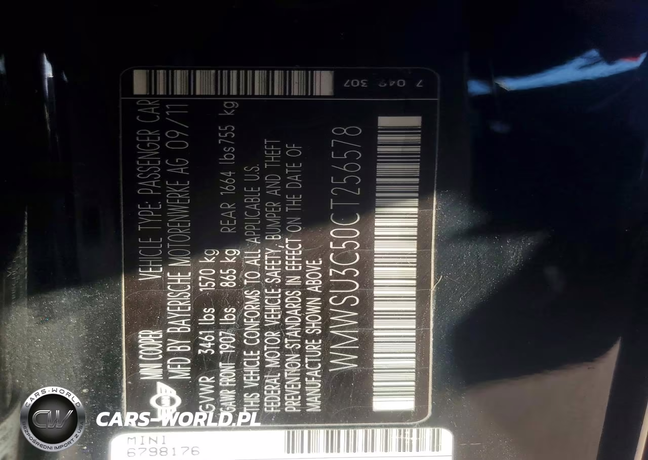 2012 Mini Cooper VIN:WMWSU3C50CT256578 - 12