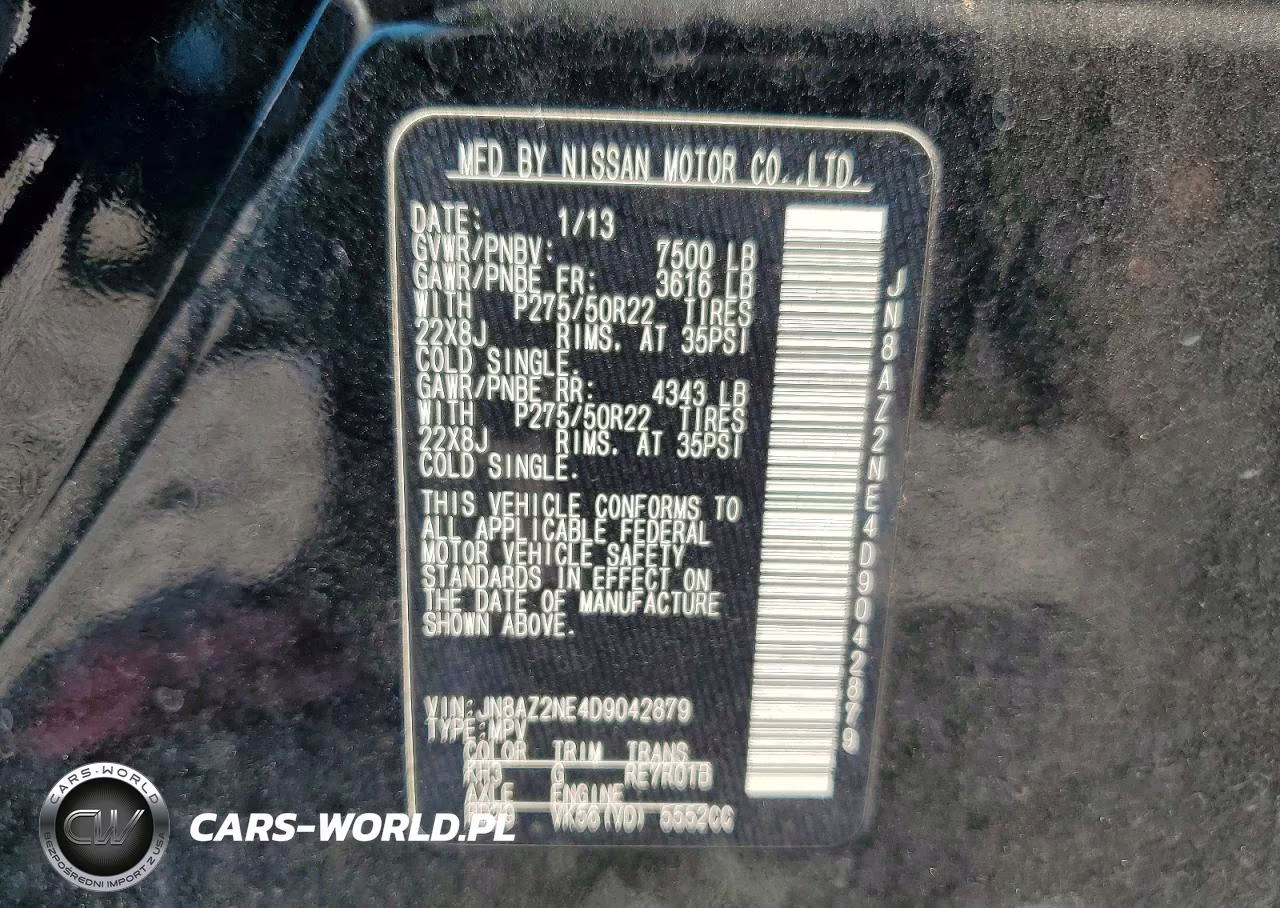 2013 Infiniti Qx56 Base VIN:JN8AZ2NE4D9042879 - 13