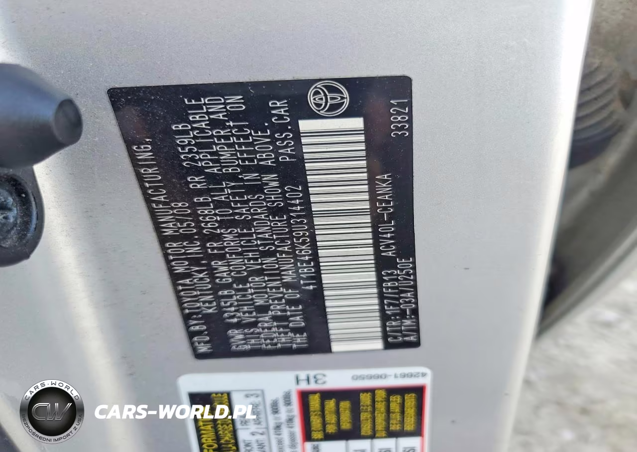 2009 Toyota Camry Le VIN:4T1BE46K59U314402 - 12
