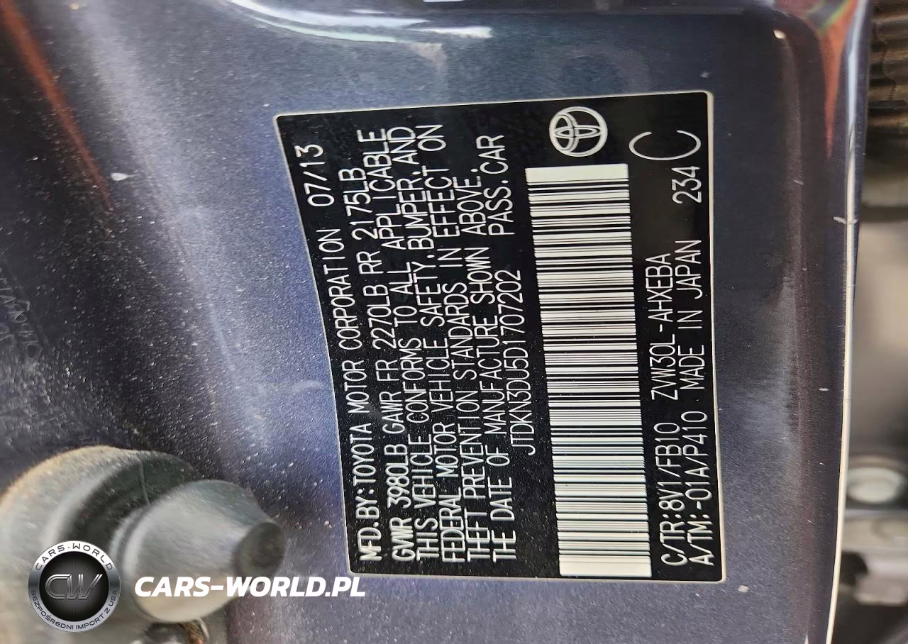 2013 Toyota Prius Two VIN:JTDKN3DU5D1707202 - 12