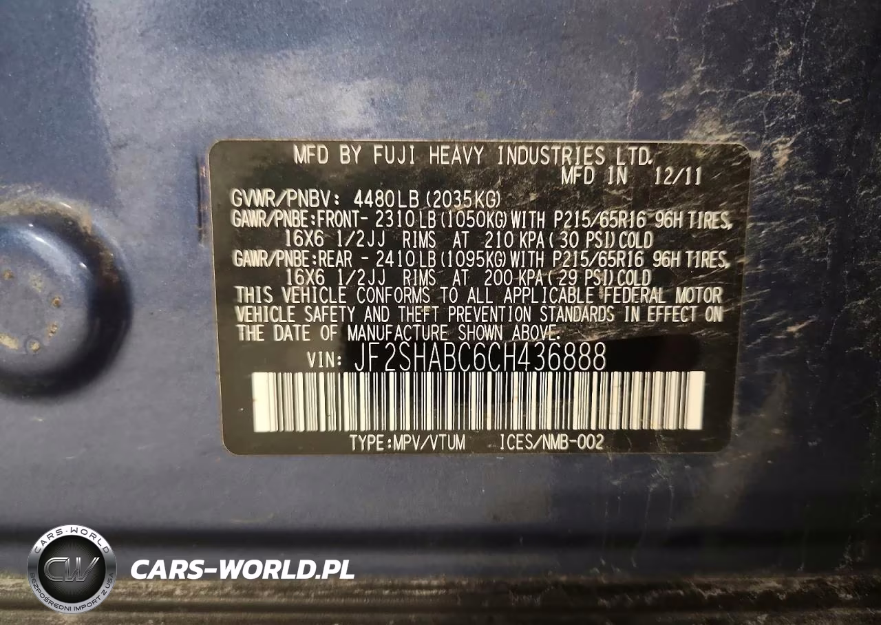 2012 Subaru Forester 2.5X VIN:JF2SHABC6CH436888 - 13