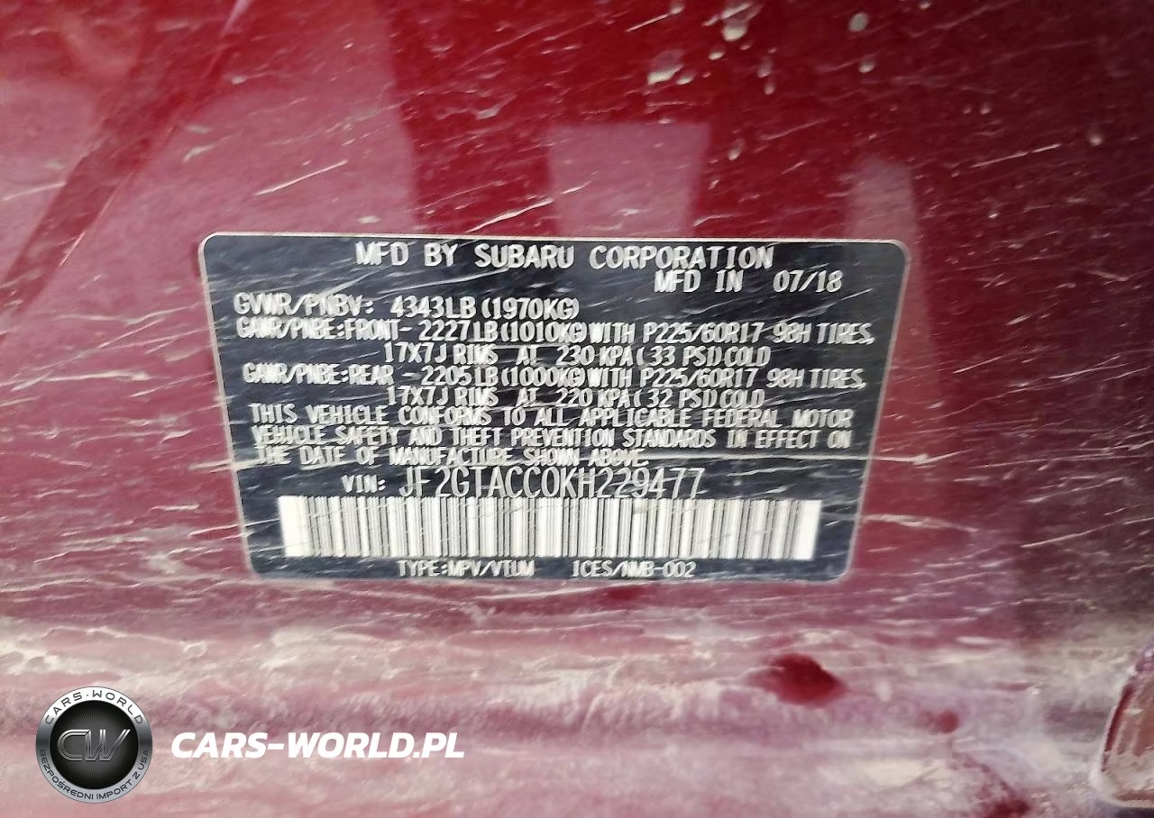 2019 Subaru Crosstrek Premium VIN:JF2GTACC0KH229477 - 13