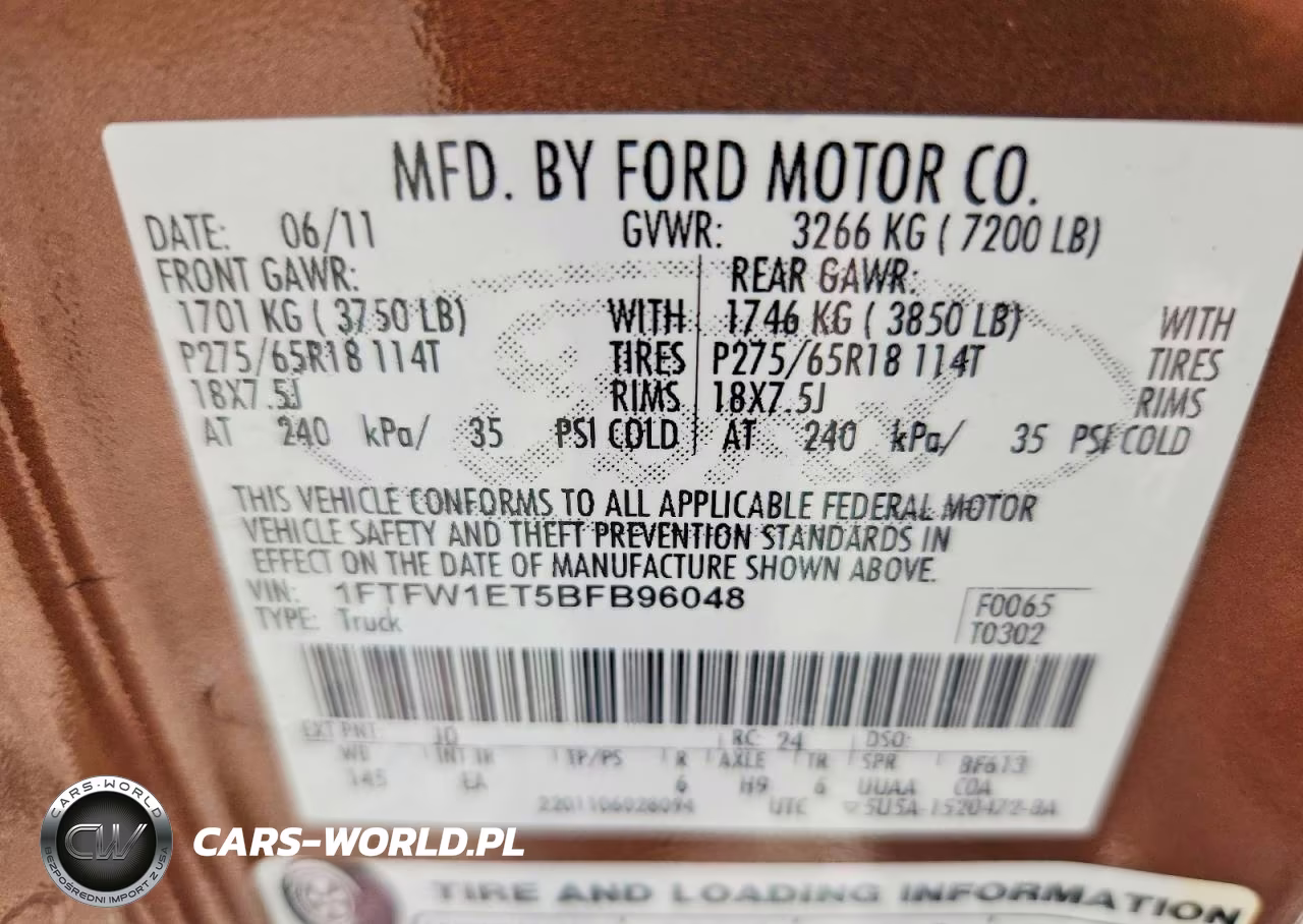 2011 Ford F150 Supercrew VIN:1FTFW1ET5BFB96048 - 13