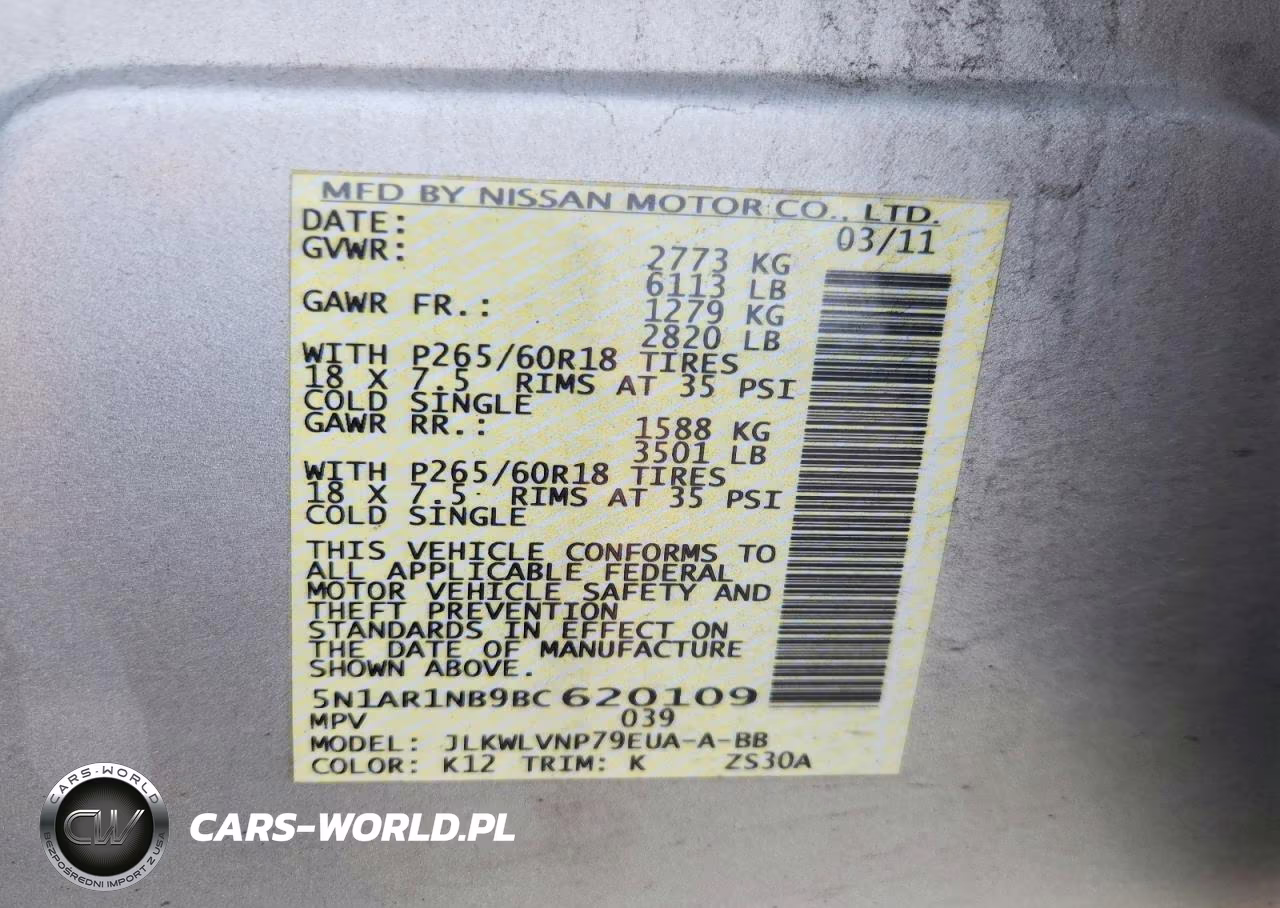 2011 Nissan Pathfinder S VIN:5N1AR1NB9BC620109 - 12
