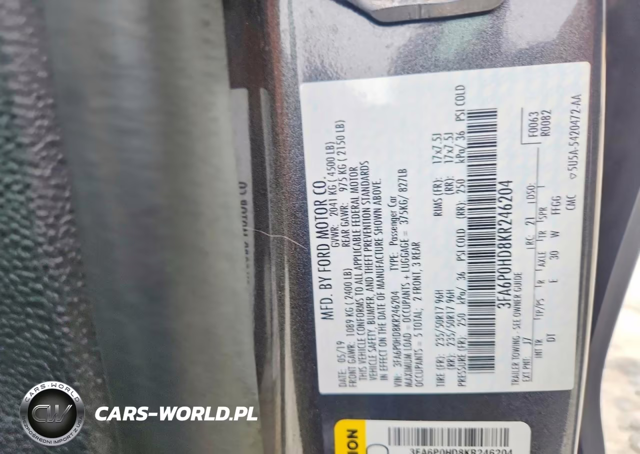 2019 Ford Fusion Se VIN:3FA6P0HD8KR246204 - 12
