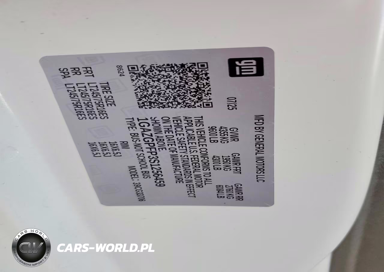 2025 Chevrolet Express G3500 Lt VIN:1GAZGPFP3S1256459 - 12