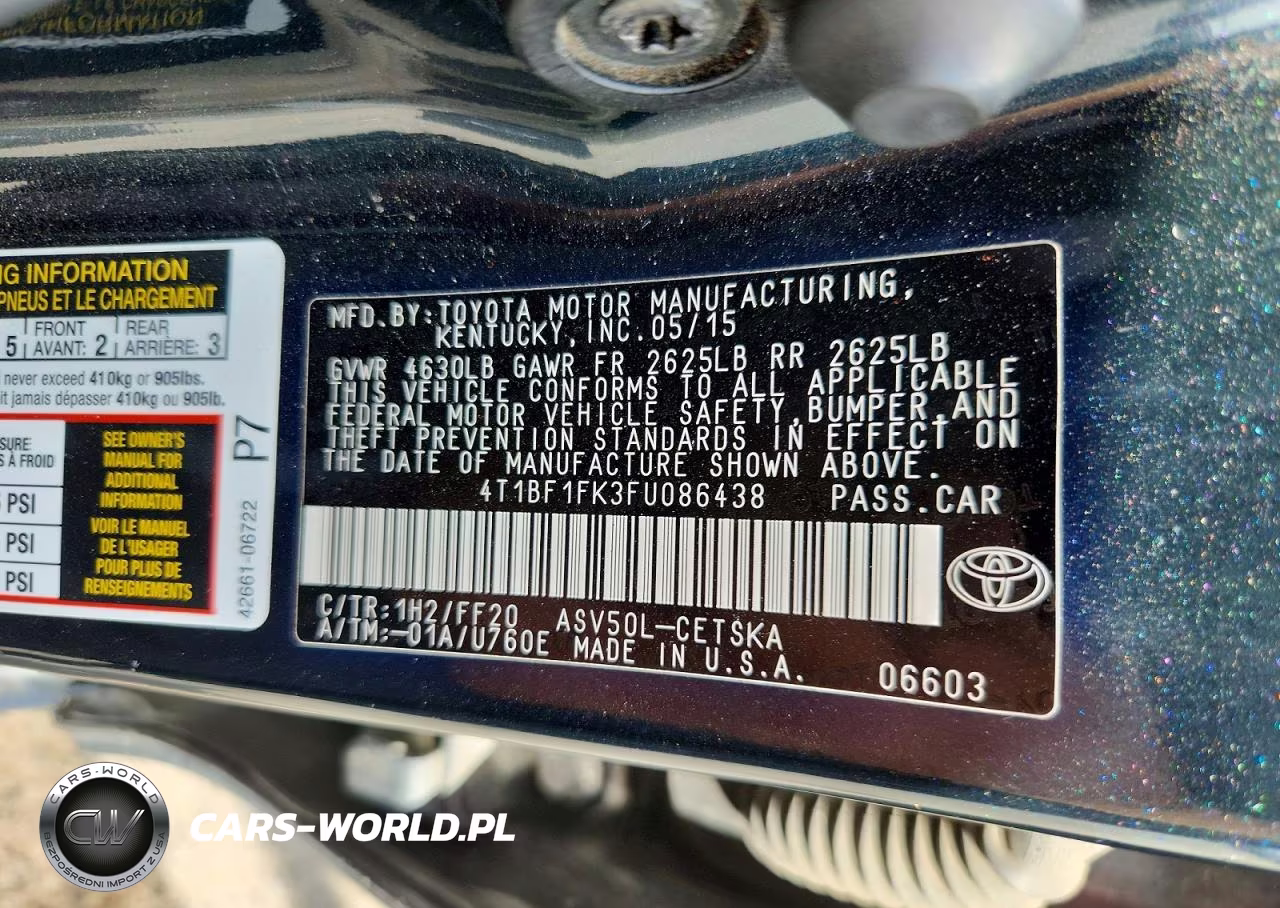 2015 Toyota Camry Se VIN:4T1BF1FK3FU086438 - 12