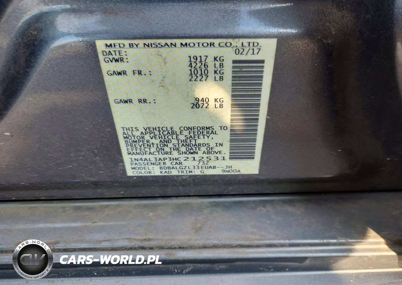 2017 Nissan Altima 2.5 S VIN:1N4AL3AP3HC212531 - 12