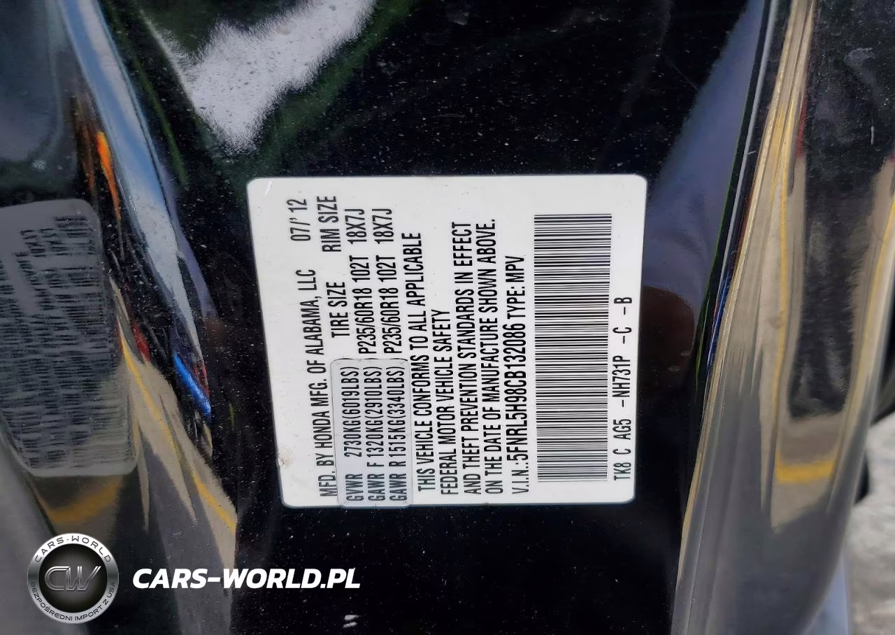 2012 Honda Odyssey Touring VIN:5FNRL5H98CB132086 - 13