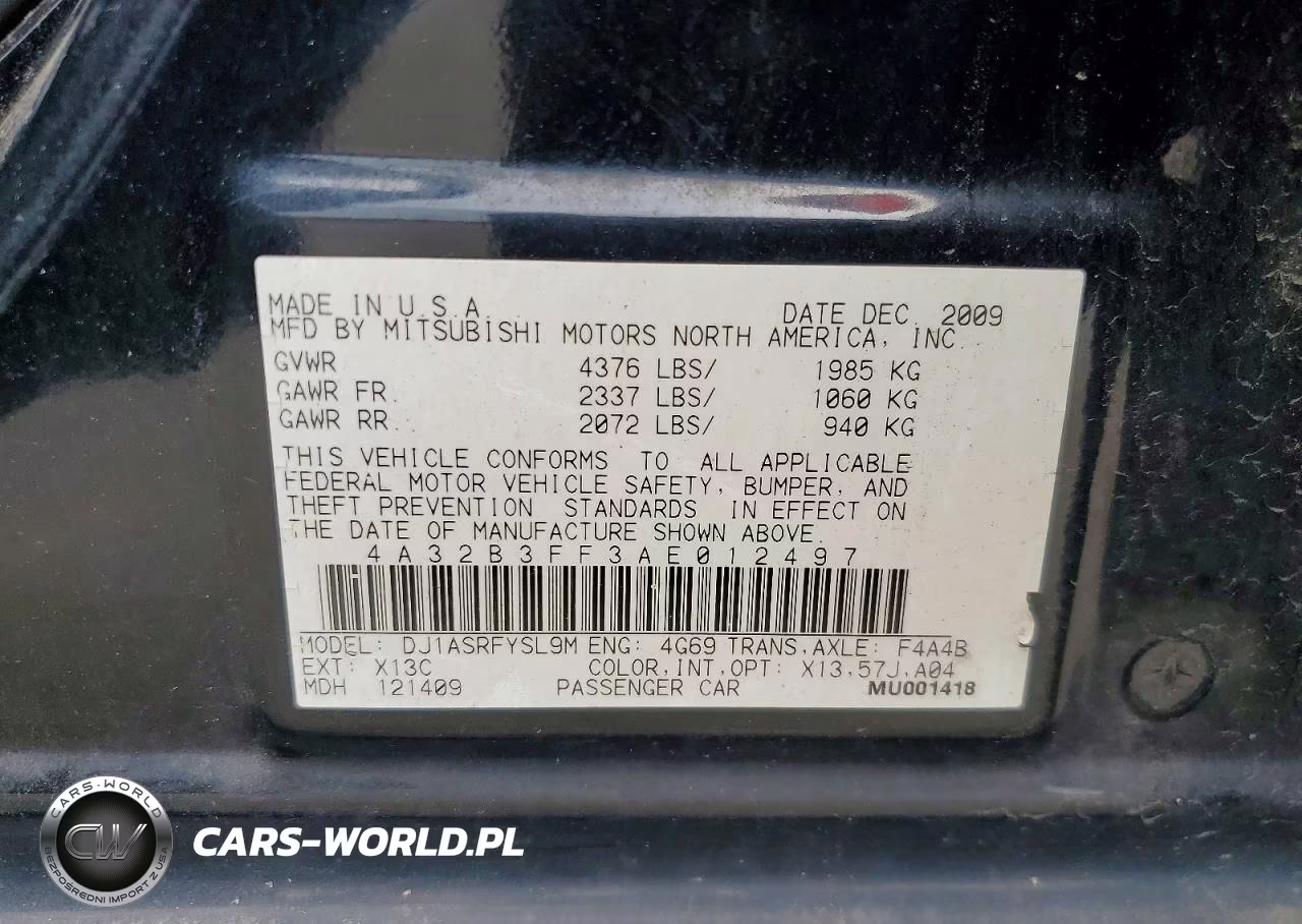 2010 Mitsubishi Galant Es VIN:4A32B3FF3AE012497 - 12