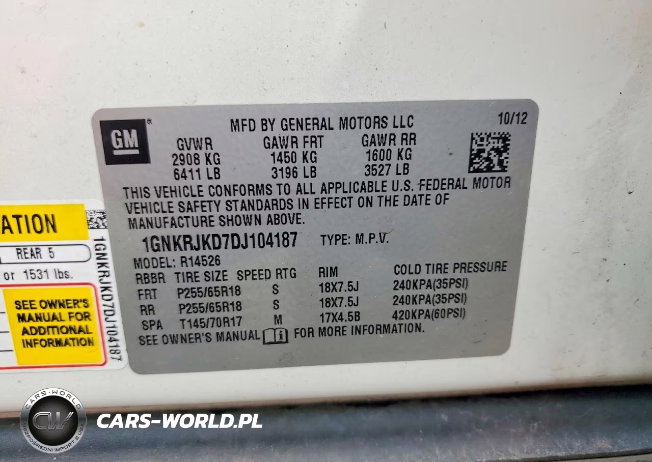 2013 Chevrolet Traverse Lt VIN:1GNKRJKD7DJ104187 - 13