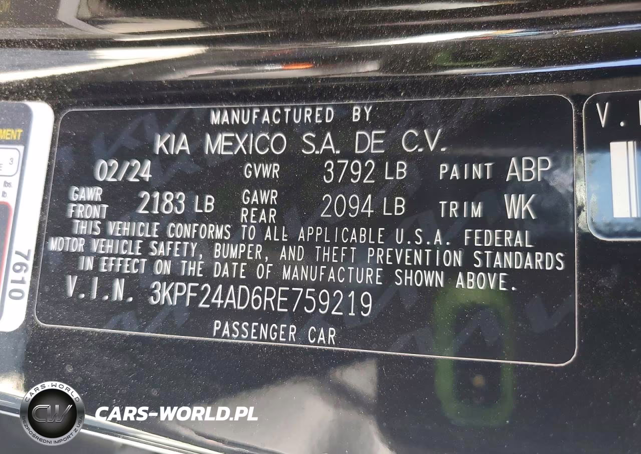 2024 Kia Forte Lxs VIN:3KPF24AD6RE759219 - 12