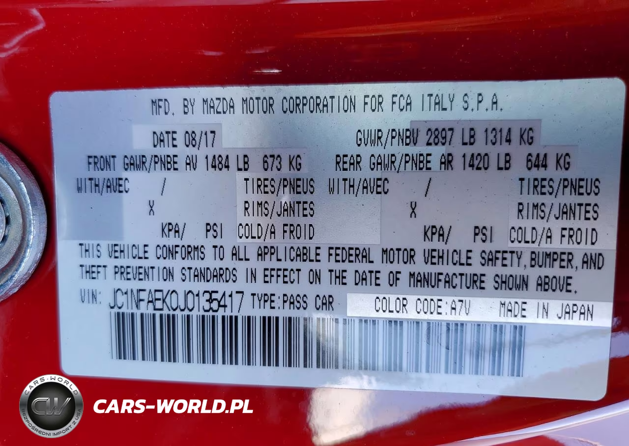 2018 Fiat 124 Spider Classica VIN:JC1NFAEK0J0135417 - 13