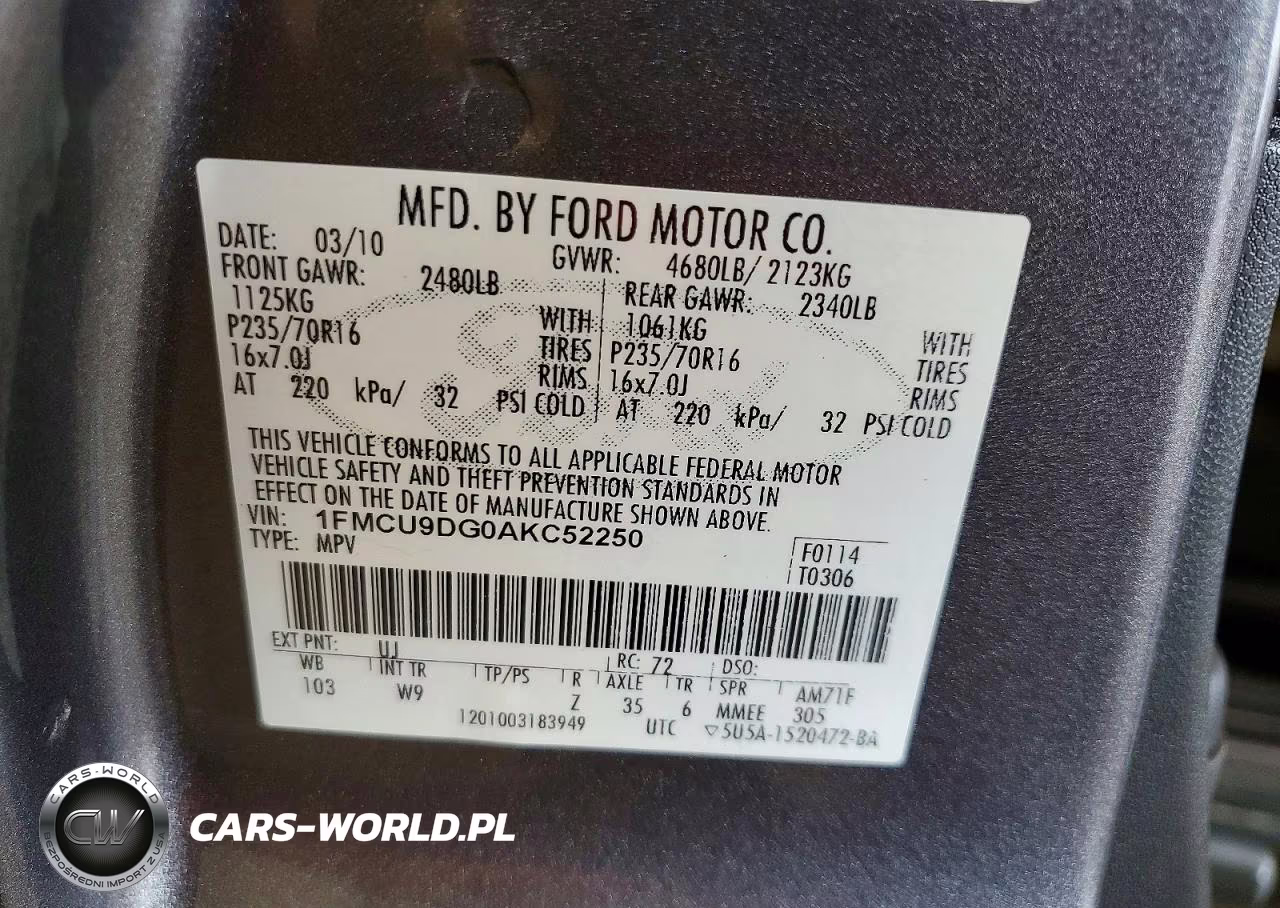 2010 Ford Escape Xlt VIN:1FMCU9DG0AKC52250 - 13