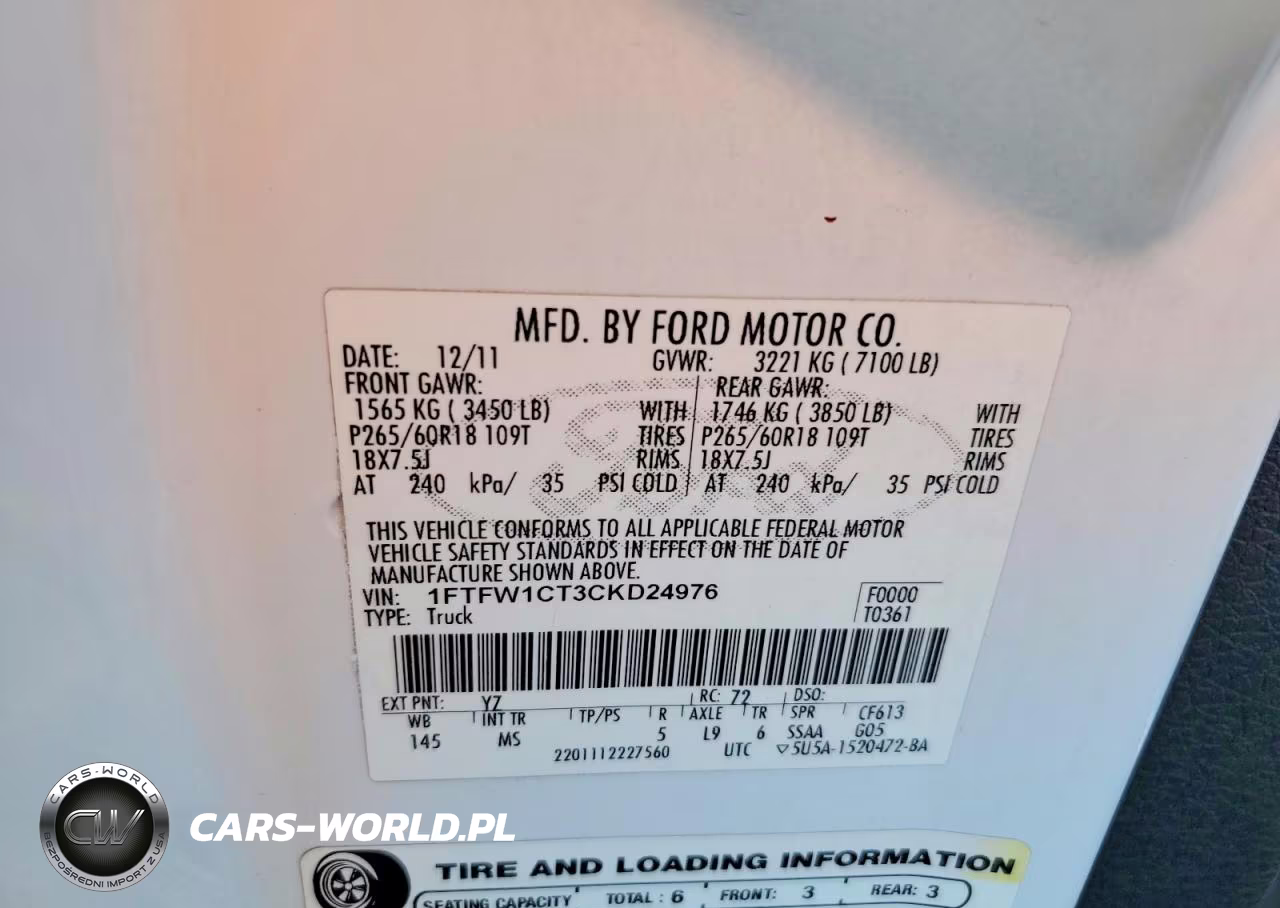 2012 Ford F150 Supercrew VIN:1FTFW1CT3CKD24976 - 12