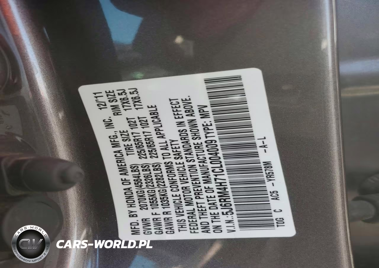 2012 Honda Cr-V Exl VIN:5J6RM4H71CL004009 - 13