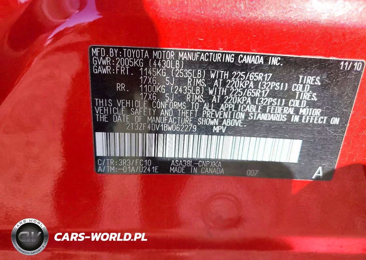 2011 Toyota Rav4 Base VIN:2T3ZF4DV1BW062279 - 13