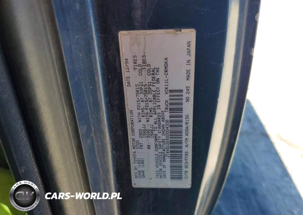 1995 Toyota T100 Dx VIN:JT4VD12E6S0004338 - 12