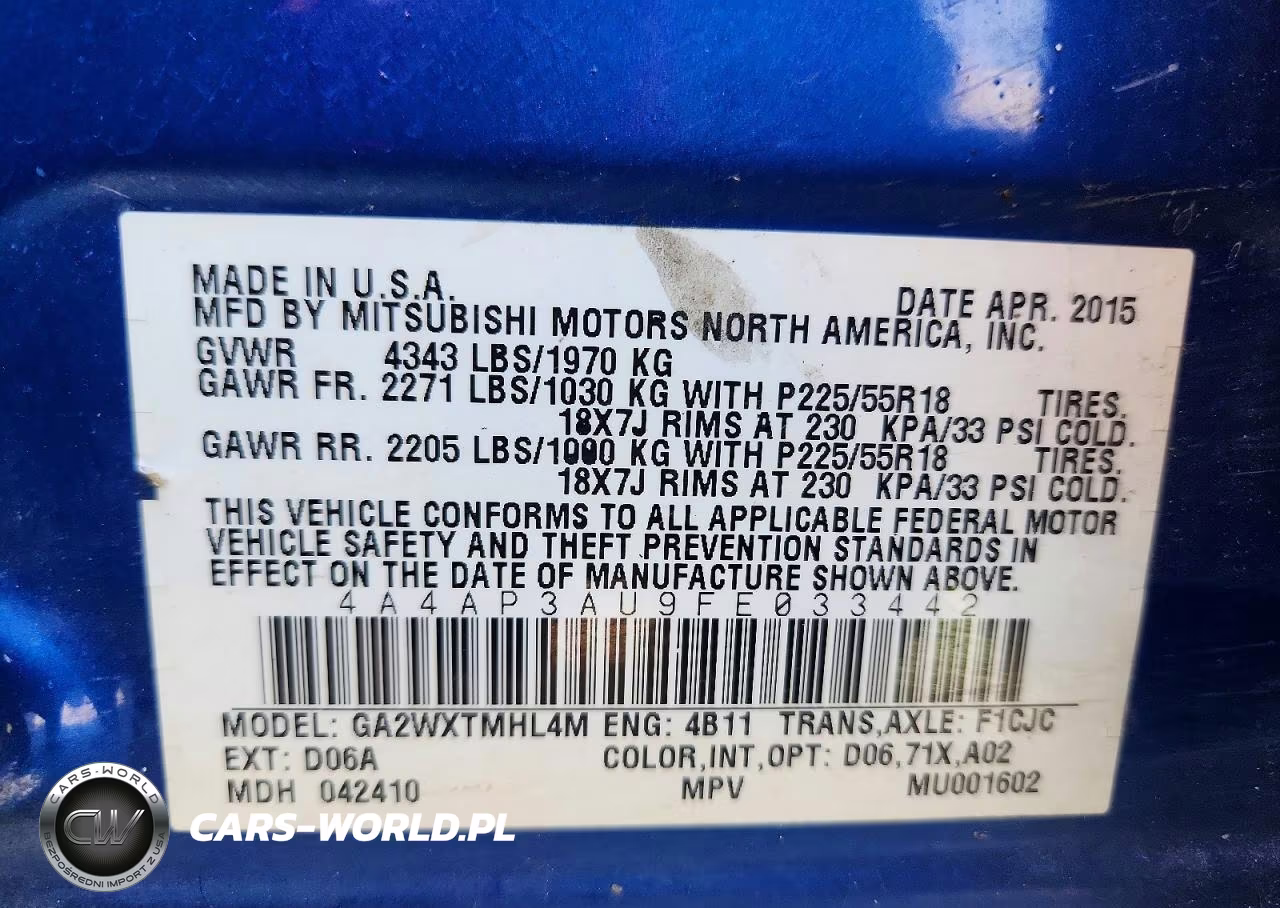 2015 Mitsubishi Outlander Sport Es VIN:4A4AP3AU9FE033442 - 13