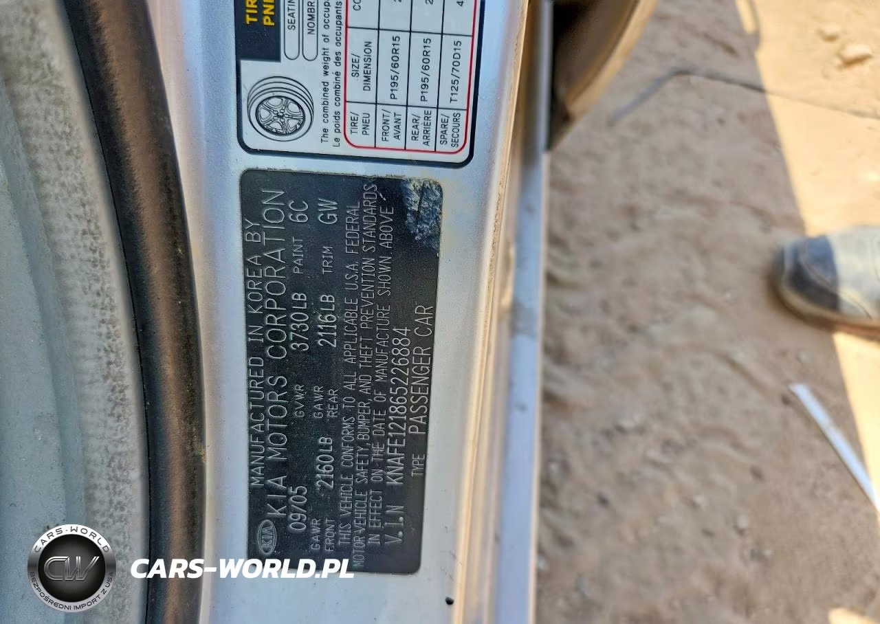 2006 Kia Spectra Ex VIN:KNAFE121865226884 - 12