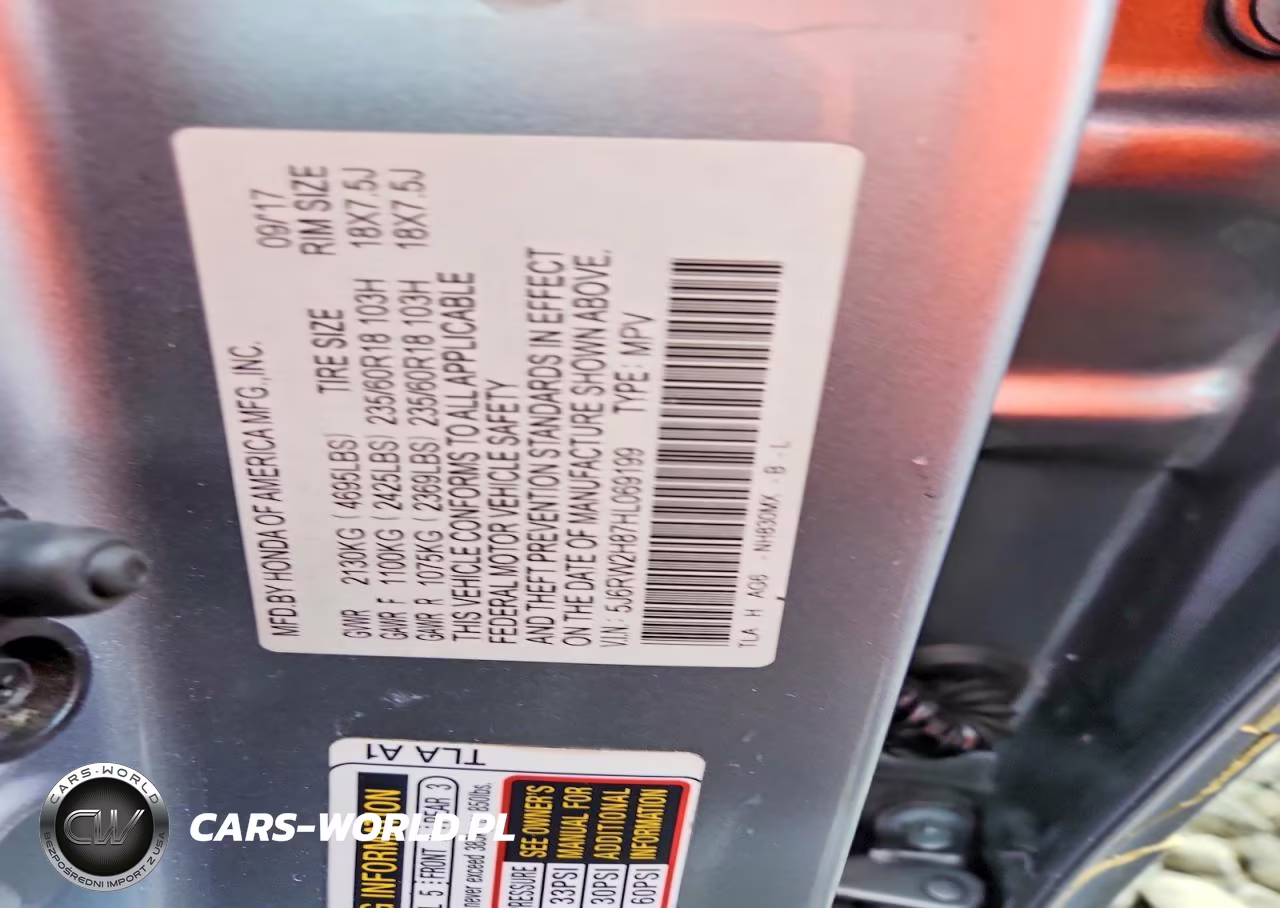 2017 Honda Cr-V Exl VIN:5J6RW2H87HL069199 - 14