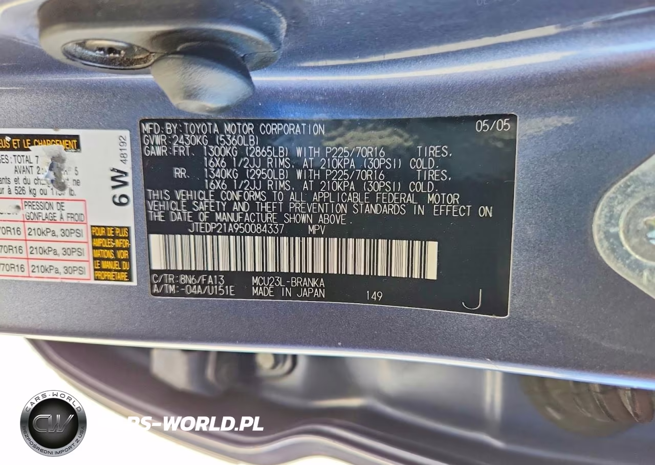 2005 Toyota Highlander Base VIN:JTEDP21A950084337 - 13