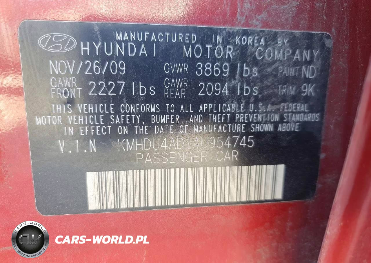 2010 Hyundai Elantra Gls VIN:KMHDU4AD1AU954745 - 12