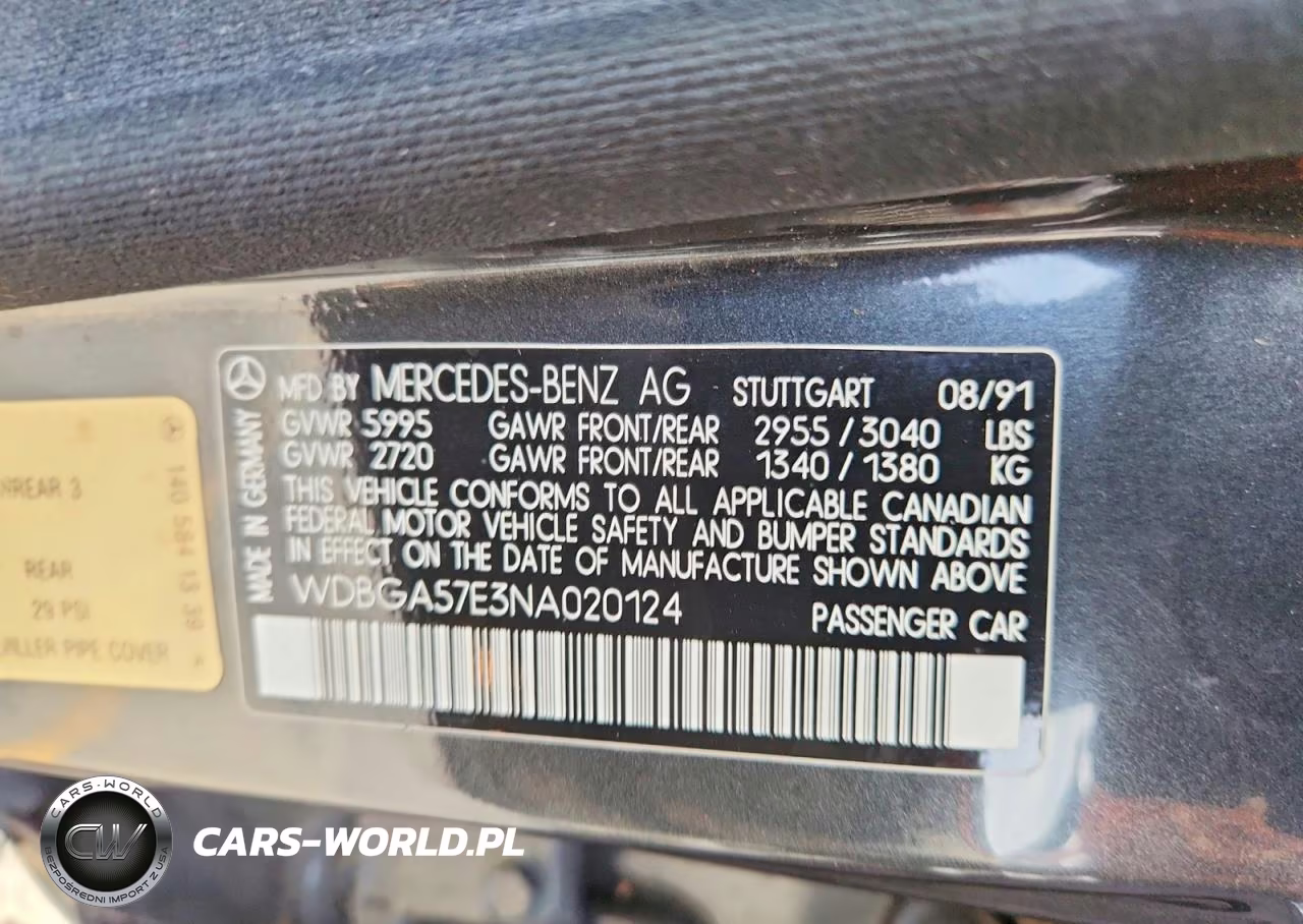 1992 Mercedes-Benz 600 Sel VIN:WDBGA57E3NA020124 - 12