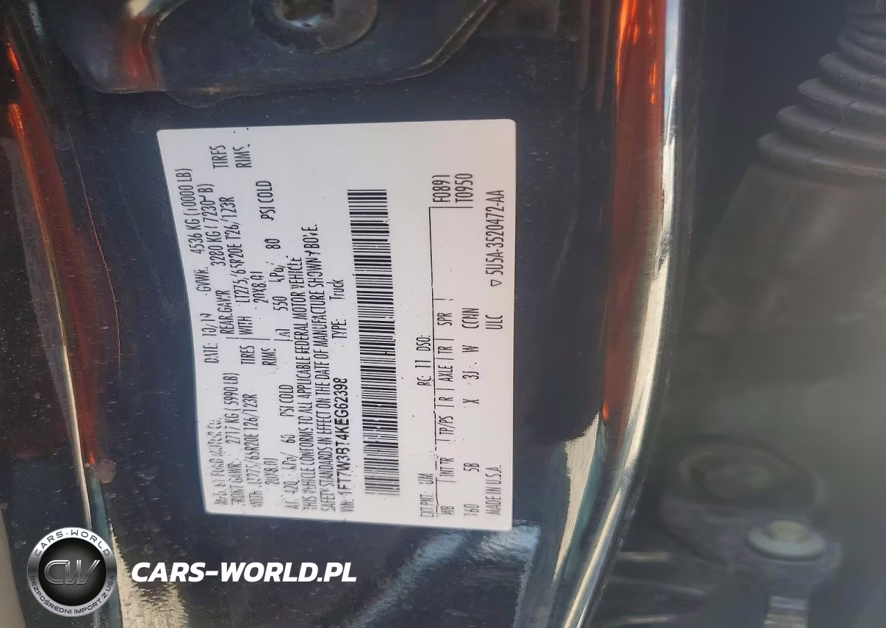 2019 Ford F350 Super Duty VIN:1FT7W3BT4KEG62398 - 12
