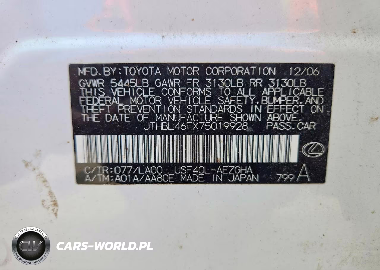 2007 Lexus Ls 460 VIN:JTHBL46FX75019928 - 12