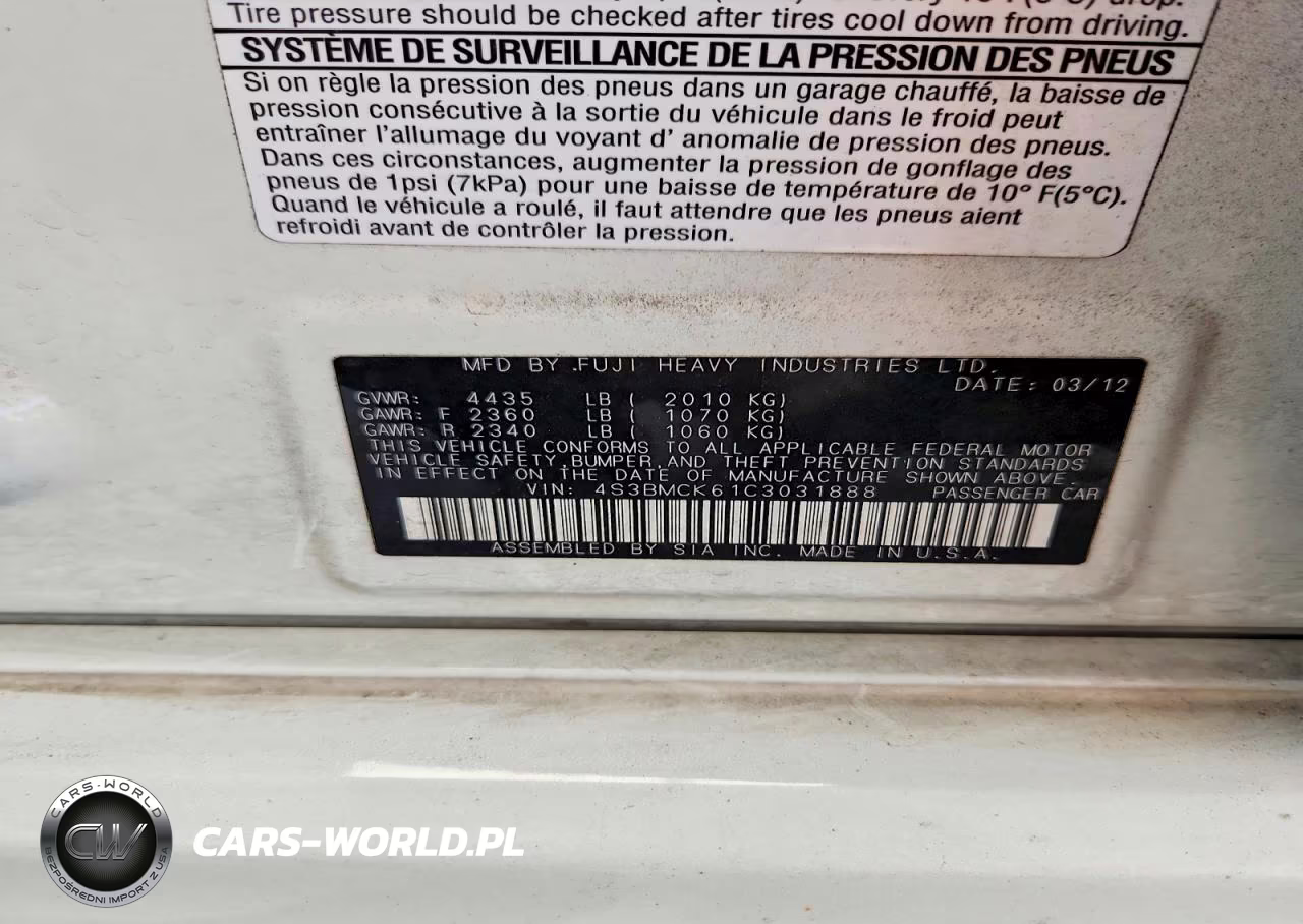 2012 Subaru Legacy 2.5I Limited VIN:4S3BMCK61C3031888 - 12
