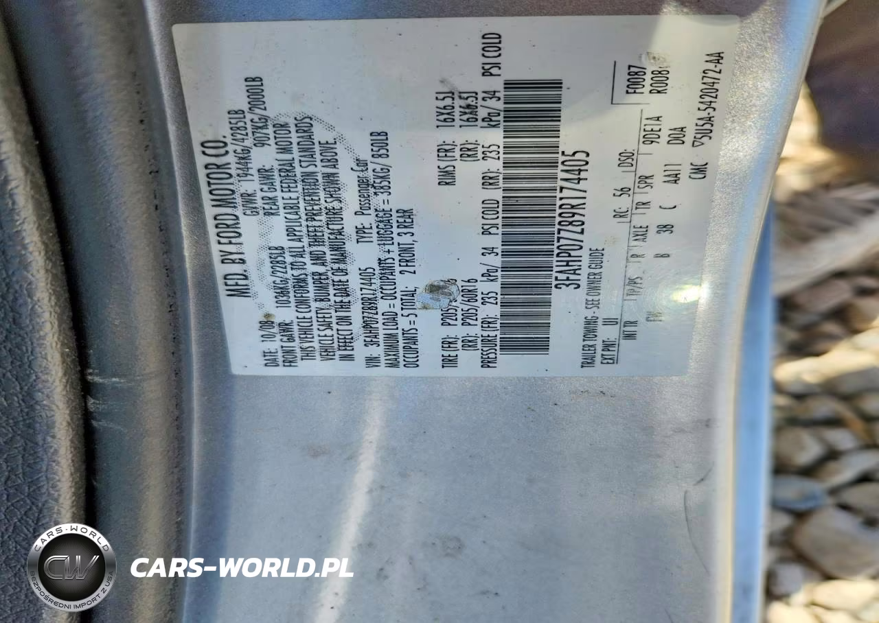 2009 Ford Fusion Se VIN:3FAHP07Z89R174405 - 12