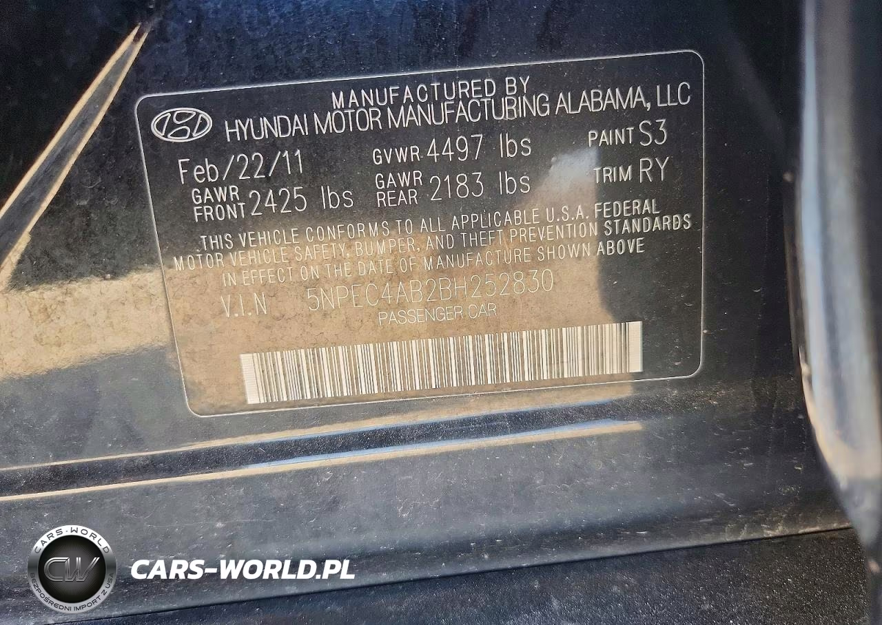 2011 Hyundai Sonata Se 2.0T VIN:5NPEC4AB2BH252830 - 12