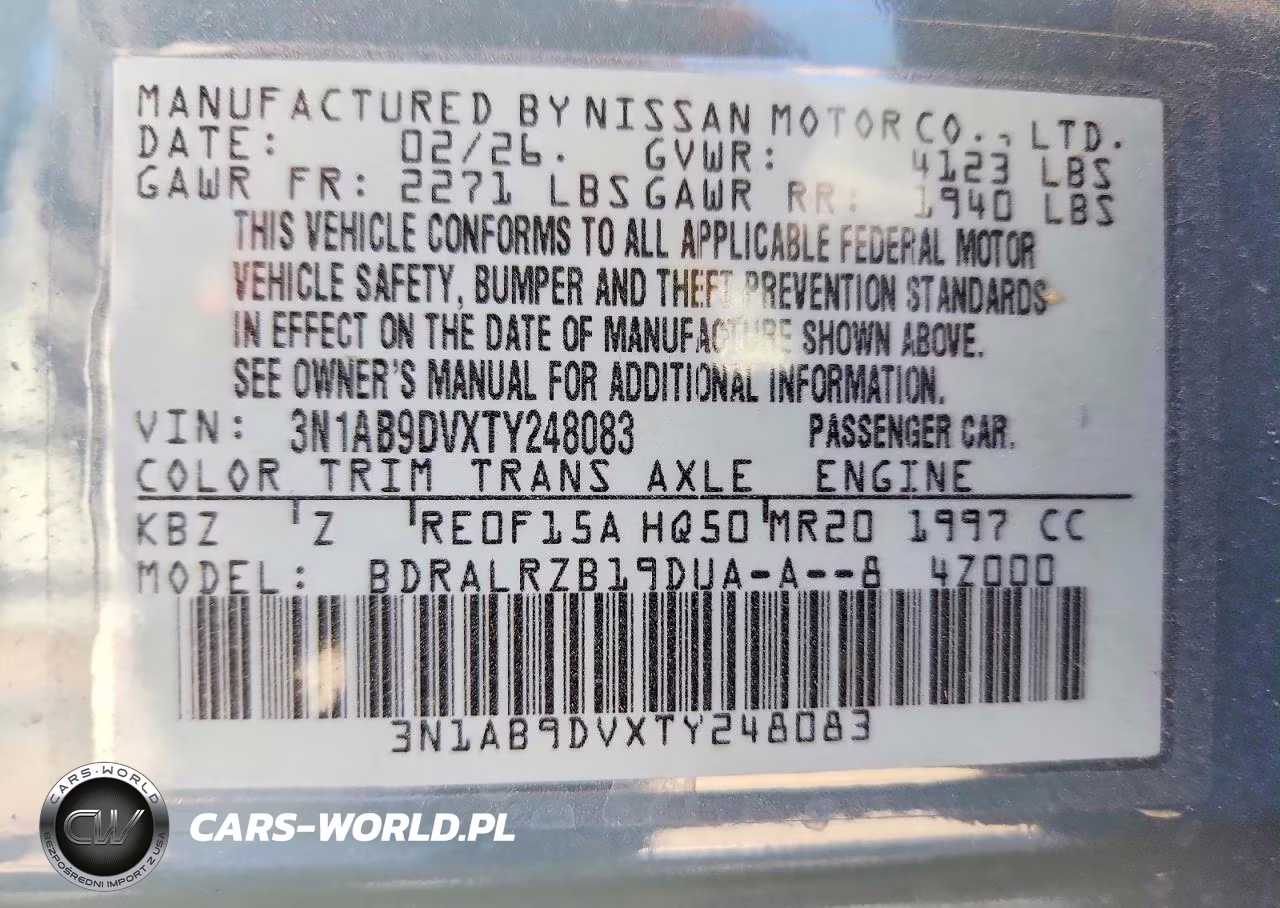 2026 Nissan Sentra Sr VIN:3N1AB9DVXTY248083 - 12