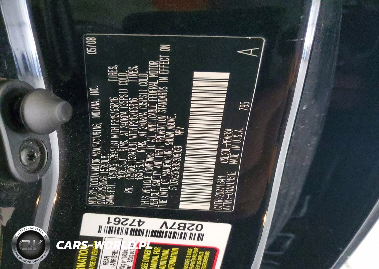 2008 Toyota Sienna Ce 7-Passenger VIN:5TDZK23C88S208929 - 13