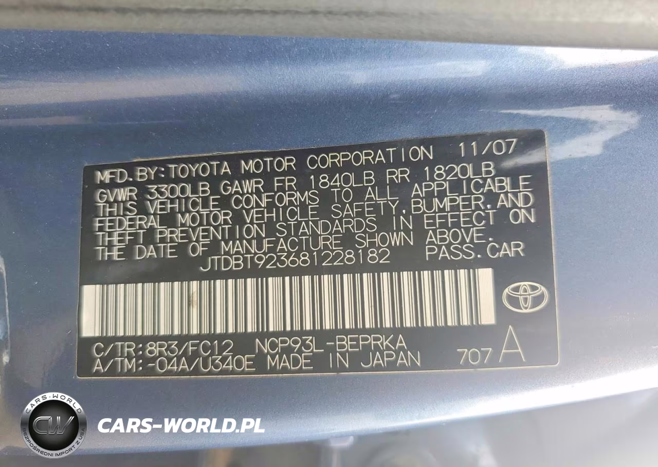 2008 Toyota Yaris Base VIN:JTDBT923681228182 - 12